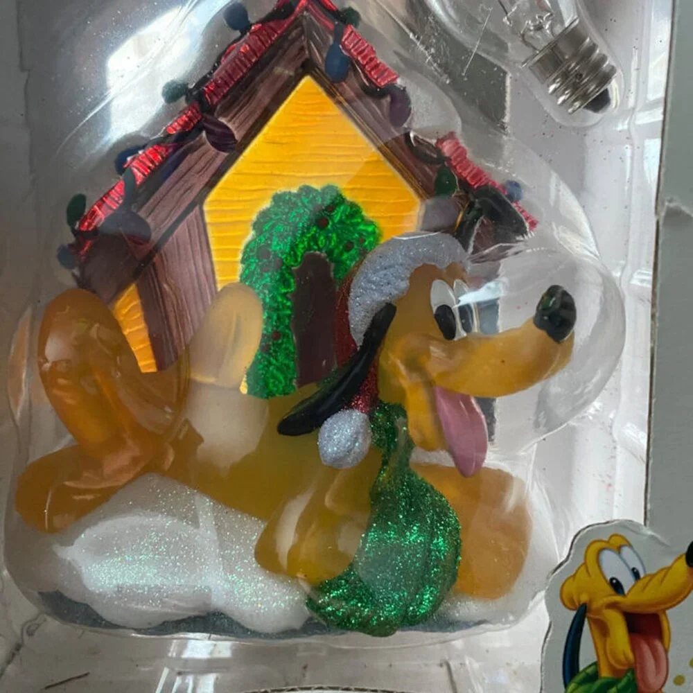 Disney Pluto Holiday Nightlight Christmas Dog House Decoration Glitter NEW!